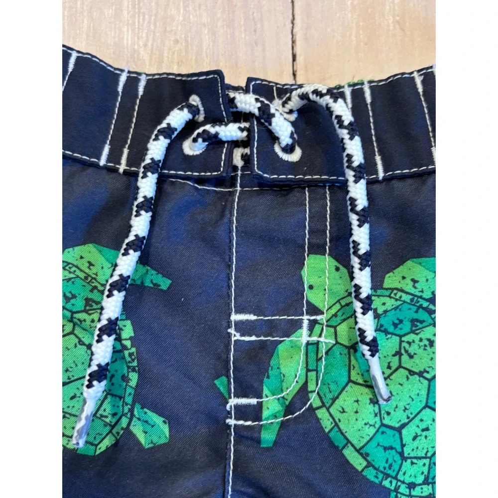 Gymboree Boys Navy Blue Green Sea Turtle Swim Trunks Board Shorts 2T